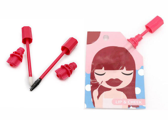 Bec en plastique rouge de bec avec la brosse pour le rouge à lèvres Sacket ou le sac de mascara