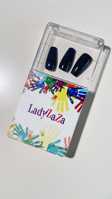Conseils français Presses à la main sur les ongles Longues pointeurs Bleu amande Conseils et ongles nus Plein couvercle