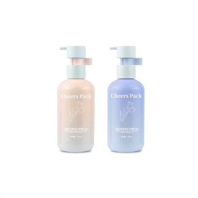 250 ml de shampooing en plastique HDPE à capuche pliable pour bébé, pompe à lotion rose pour emballage cosmétique