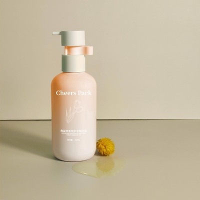 250 ml de shampooing en plastique HDPE à capuche pliable pour bébé, pompe à lotion rose pour emballage cosmétique