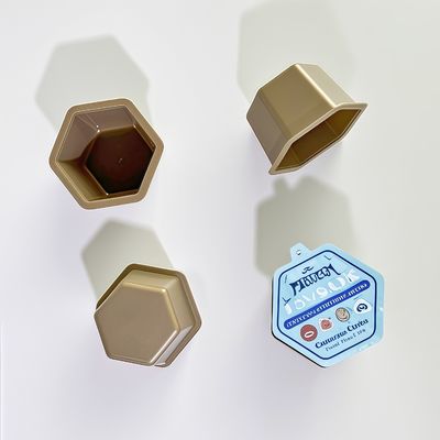 Gobelet jetable hexagonal en PP de 80 ml avec couvercle en feuille d'aluminium