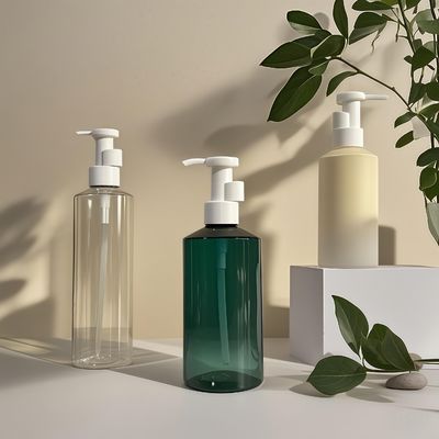 Bouteille de pompe à lotion en forme de cylindre en PET de 300 ml à 500 ml pour emballage cosmétique avec impression de logo personnalisable