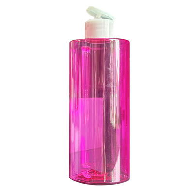 Livraison sur mesure Bouteille de lotion en plastique PET rouge clair avec capuchon de disque pressé et capacité 300/400/500ml