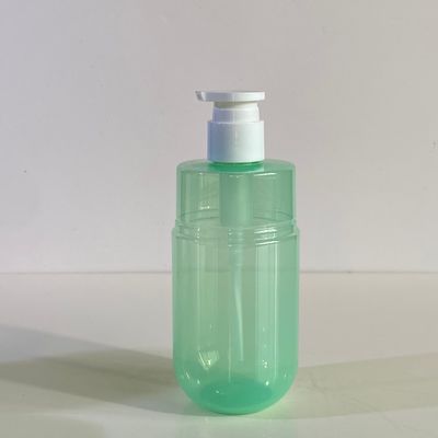Bouteille de pompe en PET vert transparent de 300 ml pour lotion cosmétique avec logo personnalisé