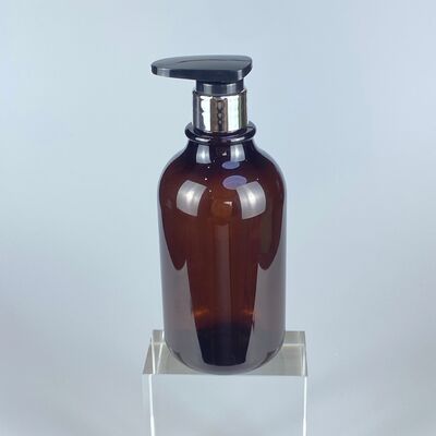 500 ml bouteille en plastique PET brune semi-transparente pompe à pression pour crème gel de douche pour soins capillaires vis capuchon pour emballage de cosmétiques