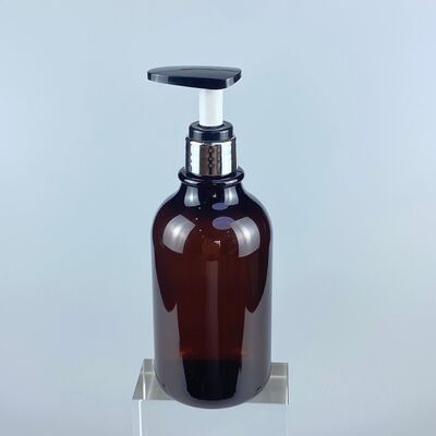 500 ml bouteille en plastique PET brune semi-transparente pompe à pression pour crème gel de douche pour soins capillaires vis capuchon pour emballage de cosmétiques