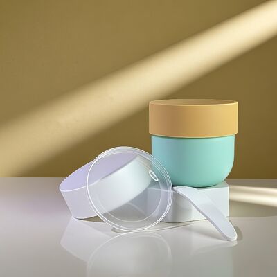 Pour les crèmes cosmétiques pour le visage et le corps de 150 à 500 ml (pack de frissons), le pot en plastique PP de qualité alimentaire avec plaque à vis et étiquette imprimée UV