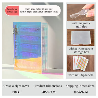 Tableau d'affichage de l'art des ongles magnétique acrylique amovible Couleurs de dégradation 120/180/240 Nuances pour outils en plastique Gel d'ongles