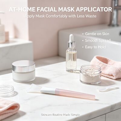 Applicateur de masque Facial en Silicone souple, brosse, poignée en Silicone, crème de soin, spatule cosmétique réutilisable, application de mélange de masque Facial