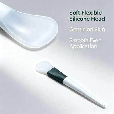 Spatule en silicone pour masque, applicateur de masque en boue pour le visage doux avec tête en silicone et manche en ABS pour une application uniforme des soins de la peau