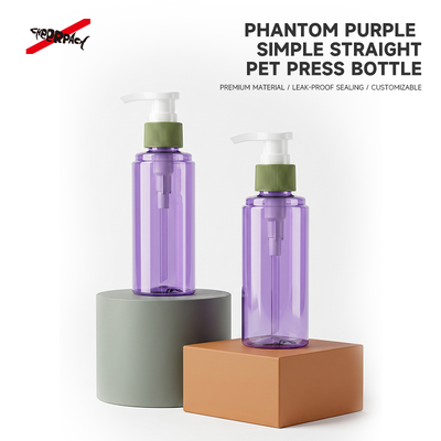 Bouteille à pompe transparente en PET violet, distributeur de Lotion vide, conteneur d'emballage cosmétique de couleur personnalisée pour shampoing, lavage du corps