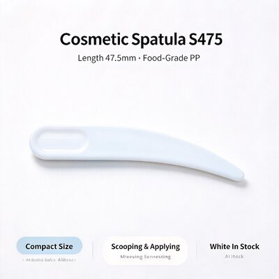 S475 47,5 mm Spatule cosmétique PP de qualité alimentaire. Gros de stock blanc. Pour extraire et appliquer de la crème pour le visage, parfaite pour les salons de beauté et les accessoires de boîtes cosmétiques.
