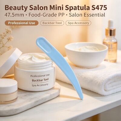 S475 47,5 mm Spatule cosmétique PP de qualité alimentaire. Gros de stock blanc. Pour extraire et appliquer de la crème pour le visage, parfaite pour les salons de beauté et les accessoires de boîtes cosmétiques.