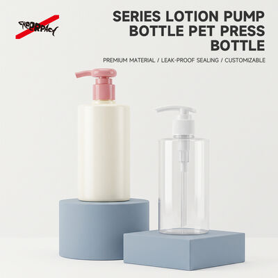 250ml 300ml 500ml PET Lotion Pump Bottle | Cosmetic Shampoo Packaging Supplier | Multi-size cylinder PET bottle, 24 thread neck, leak-proof. Custom color & logo for shampoo, body wash, skincare liquid